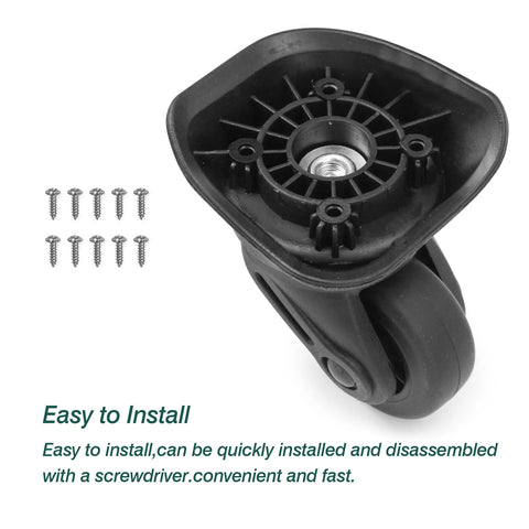 2 Pack Rubber Luggage Wheels Replacement Set with 360 Degree Swivel Caster For Suitcase Repair Durable, Wear Resistant Plastic Wheel Upgrade