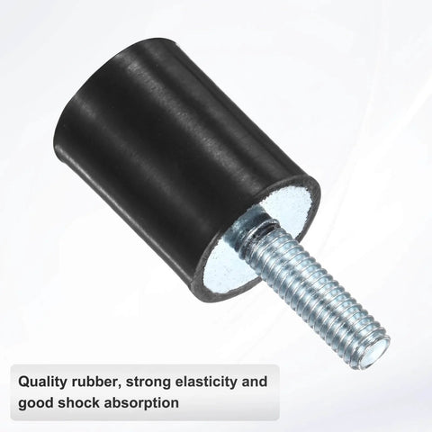 4 Pack Rubber Mounts D15mm By H20mm Vibration Isolators With M5 By 15mm Studs, cylindrical shock absorber close-up view