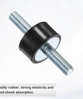 Four Pack D20xH10mm Rubber Mounts With M6x18mm Studs, Rugged Vibration Isolators, Cylindrical Shock Absorbers shown close-up