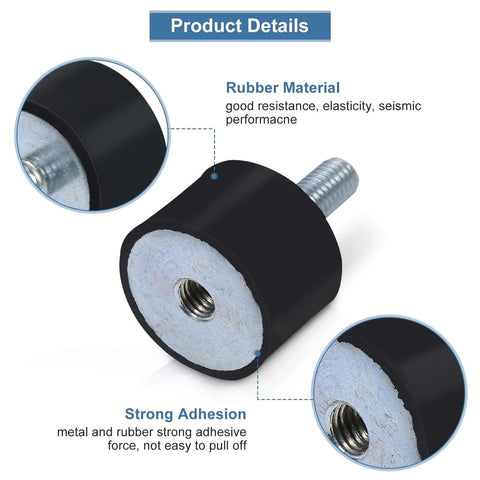 Shock Absorber Mounts Set Of 4 Rubber Isolators With M6 Studs For Car And Boat Anti Vibration Silentblock close-up view