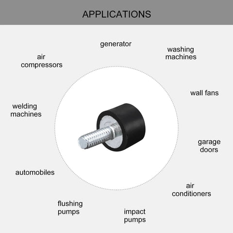 Beefy Rubber Mounts Set Eight Pcs M5 Male And Female Vibration Isolators Shock Absorbers for motors and appliances applications