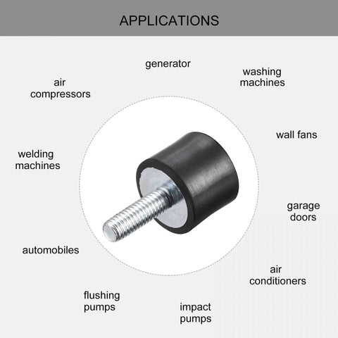 Rubber Mounts 8 Pack Vibration Isolators Shock Absorbers M6 Male Female Threaded D20mm And H15mm With 18mm Stud Applications Diagram
