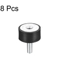 Rubber Mounts 8 Pieces M8 Male Female Vibration Isolator Shock Absorber for Garage Motor Air Compressor Car Boat Bobbins D30mm X H15mm Zinc Plated Metal and Rubber Mounts shown with one piece featuring visible threads.