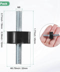 Four Pack D20xH10mm Rubber Mounts with M6x18mm Studs, Rugged Vibration Isolators