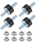 Built Tough M6 X 18mm Rubber Mounts With 10 X 20mm Cylindrical Anti Vibration Isolators, 45mm Overall Length, Double Studs With Nuts, 4 Pack
