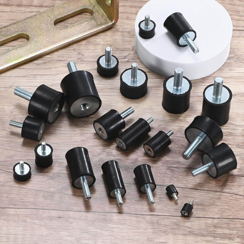 4 Pack Rubber Mounts D15mm By H20mm Vibration Isolators With M5 By 15mm Studs, various cylindrical shock absorbers on display
