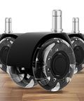 Two Inch Office Chair Wheels Set Of Five Heavy Duty Rubber Casters For Hardwood And Carpet With 2200 Lbs Capacity Universal Fit