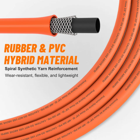 Must Have Pro Grade 12 Piece Air Compressor Accessories Kit With Six Foot Hybrid Hose And Quick Connect Fittings detail showing hybrid material