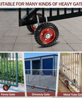 6 Inch Rubber Rolling Gate Wheel With Double U Bolts And Hardware Kit Sliding Gate Rollers For Driveway Gates Chain Link Fence And Metal Tube Gates Stainless Steel Plate 550 Lb Capacity Durable Outdoor Hardware installed on metal tube gate