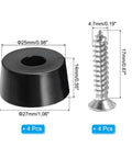 4 Pack Round Rubber Cutting Board Feet Non Slip Bumpers With Stainless Steel Screws For Furniture Chairs Desks