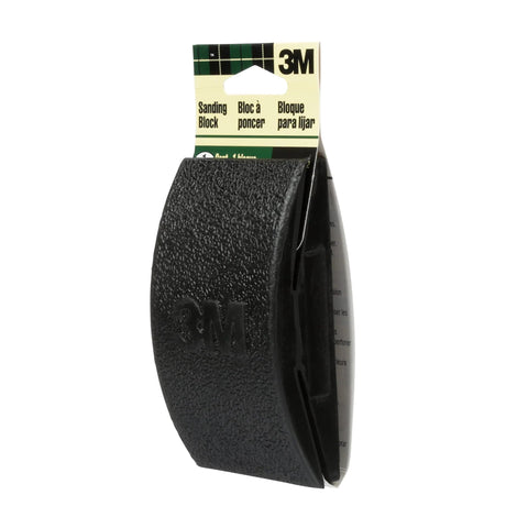 Rubber sanding block for paint wood metal with pre cut sheet compatibility, featuring black textured surface and packaging.