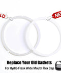 Old and new Six Pack Rubber Seals For Hydro Flask Wide Mouth Flex Caps And Flex Straw Cap O Rings Replacement, 2.2 Inch Water Bottle Gasket