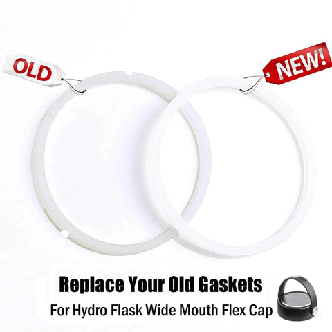 Old and new Six Pack Rubber Seals For Hydro Flask Wide Mouth Flex Caps And Flex Straw Cap O Rings Replacement, 2.2 Inch Water Bottle Gasket