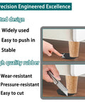 20 Pack Rubber Shims For Furniture And Appliances, Non Slip Stackable Levelers And Wedges For Tables, Toilets, And More For Everyday Use, DIY Home Improvement, Black, showing shims under furniture leg and being cut for sizing.