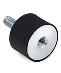 Front view of a black rubber shock absorber with metal thread, part of Shopready Rubber Shock Absorber Set Of Four Isolator Mounts M8 Anti Vibration Silentblock For Car Boat And Industrial Equipment Delivers Effective Damping Heat Resistant And Non Toxic Durable Mounts For Quiet Operation.