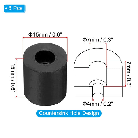 Must Have 8 Piece Rubber Spacer Set With Anti Vibration Foot Pads 0.6 In Outer Diameter And 0.2 In Inner Diameter Bumpers Neoprene Cushions