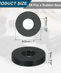 Heavy Duty Rubber Spacers 1 Inch OD By Three Eighths Inch ID By Three Sixteenths Inch Thick 18 Pack Anti Vibration Flat Washers