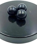 Three 50 x Premium Quality Hard Mix Rubber Steel Balls 2.7 Grams Heavy Reusable Projectiles on a round surface