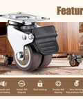 Close-up view of 1.5 Inch Double Wheel Swivel Caster Wheels Set Of Four With Rubber Caster Wheels And 396 Lbs Load Capacity