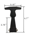 Front view of 4 Pack Rubber Flexible Draw Latches with T Handle and Brackets, showing measurements, made from rubber and supports vibration reduction.