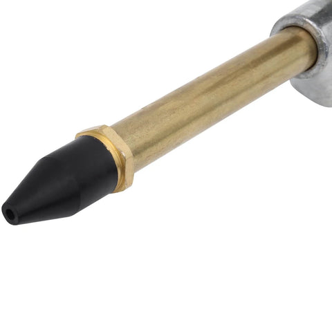Close-up of Lever Style Grip Air Blow Gun with rubber tip for industrial use, showing brass nozzle and rubber tip end.
