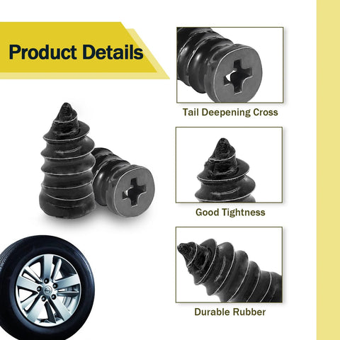 60 Pieces Tire Repair Rubber Nails Vacuum Tire Repair Kits spiral rubber nails close-up details for cars motorcycles trucks tractors