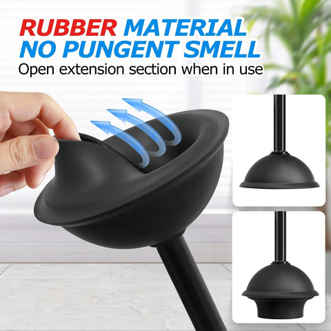 Close-up of rubber plunger from 2 Pack 2 In 1 Toilet Brush And Plunger Set With Extended Handle For Easy Cleaning Heavy Duty Toilet Bowl Brush Plunger Combo