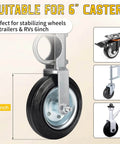 Heavy Duty Rubber Wheel Dock For Trailers With Wheel Chock And Stabilizer Fits 6 Inch Casters Travel Trailer RV Boat Camper