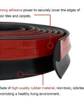 Close-up of Carpet Floor Transition Strip 10Ft, Self-Adhesive Carpet to Tile Transition Edging Trim, black rubber material.