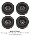 4 Pack Rubber Isolation Feet Pads With Heavy Duty Rugged Round Bump Stops For Vibration Damping Two And A Half Inch Outer Diameter And One Inch Thick Rubber Bumpers For Truck Cargo Hatch Floor Protection And Noise Reduction, front view.