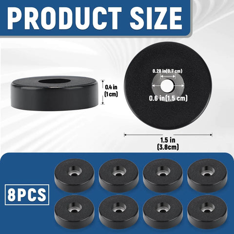 Eight Pcs Vibration Isolation Washer and Rubber Isolation Pads Set With 1.5 Inch Outer Diameter 0.6 Inch Inner Diameter