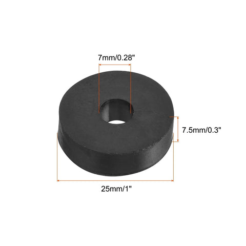 High-quality rubber vibration isolation washers dampen shocks and mute vibration in HVAC systems, black round washer with dimensions.