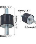 4 Pack Rubber Vibration Isolator Mounts 40x30mm With M10x25mm Studs Anti Vibration Mounts for Air Compressors and Engines