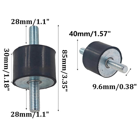 4 Pack Rubber Vibration Isolator Mounts 40x30mm With M10x25mm Studs Anti Vibration Mounts for Air Compressors and Engines