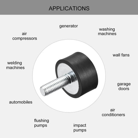 Rubber Mounts 8 Pieces M8 Male Female Vibration Isolator Shock Absorber for Garage Motor Air Compressor Car Boat Bobbins