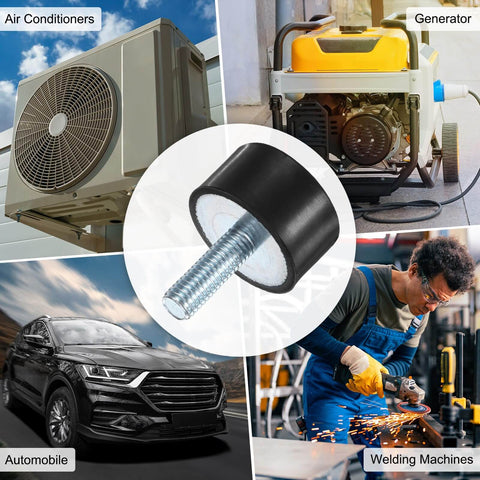 Eight Pack Rubber Mounts D30mm x H15mm Vibration Isolators With M8 x 23mm Studs for air compressors, cars, pumps, and motors