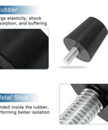 Four Pcs Rubber Vibration Isolators Mounts With 1.57 In Dia And 1.57 In H Conical Studs M10 x 20mm Threaded Silent Block