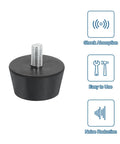 4 Piece Rubber Vibration Isolators Mounts For Air Compressors, Motors And Engines, Silent Block Shock Absorbers With 1.5 X 0.79 Inch Conical Studs And M8 X 15mm Threaded Ends, Heavy Duty Black, shown front view with shock absorption features.