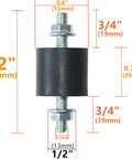 4 Pieces 20 X 15mm Rubber Mounts Vibration Isolator Mounts Shock Absorber With M6 X 19mm Studs Including 8 Nuts shown with measurements