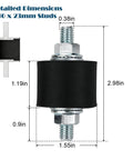Four-piece rubber vibration isolator mounts in 40x30mm with M10x23mm studs deliver stable support and effective shock absorption