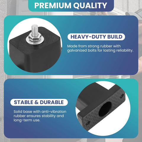 Close-up of Four Pack Rubber Vibration Isolator Mounting Brackets For Outdoor Air Conditioner Condensers And Mini Split Units