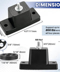 Product dimensions and details of 4 Pack Rubber Vibration Isolator Mounting Brackets With Honeycomb Gasket Pads For Outdoor Mini Split Condenser Units Anti Vibration Mounts To Reduce Noise And Vibration And Provide Stable Support For Outdoor AC Installations, showing size in mm and features including 800 lbs support capacity.
