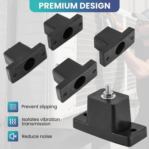 Four Pack Rubber Vibration Isolator Mounting Brackets For Outdoor Air Conditioner Condensers And Mini Split Units
