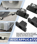 Four sturdy rubber vibration isolator mounting brackets deliver solid anti vibration support for outdoor mini split condensers