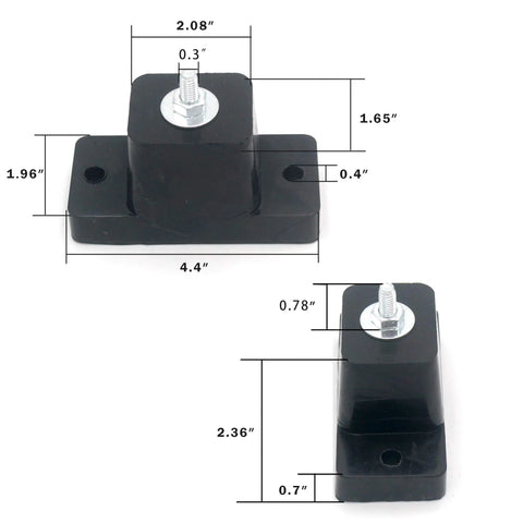 Reduce anti vibration and noise from outdoor HVAC units with a durable rubber ground stand mounting bracket, dimensions labeled.