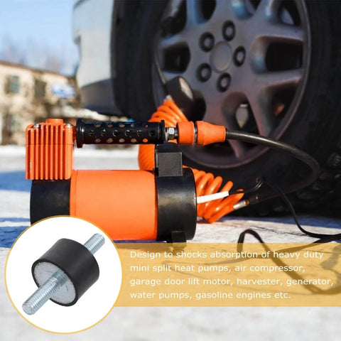 Close-up of Vibration Isolator Mounts Rubber Cylindrical With Dual Threaded Studs Shock Absorbers for pumps and equipment