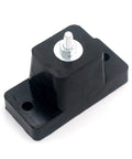 Black rubber vibration isolator mount, showing bolt and holes, reduce anti vibration and noise from outdoor HVAC units.