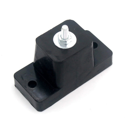 Black rubber vibration isolator mount, showing bolt and holes, reduce anti vibration and noise from outdoor HVAC units.