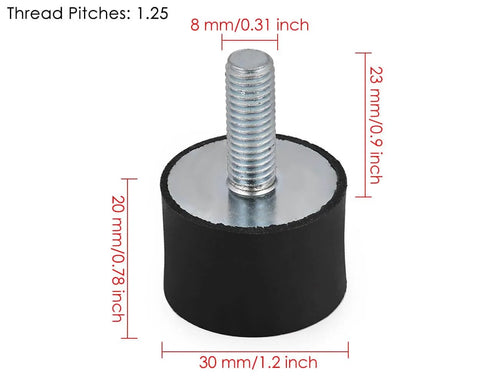 Shopready Rubber Shock Absorber Set Of Four Isolator Mounts M8 Anti Vibration Silentblock 30mm diameter 20mm height