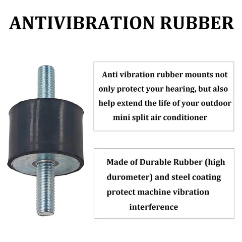 4 Pack Rubber Vibration Isolator Mounts 40x30mm with M10x25mm Studs anti vibration mounts displayed with features